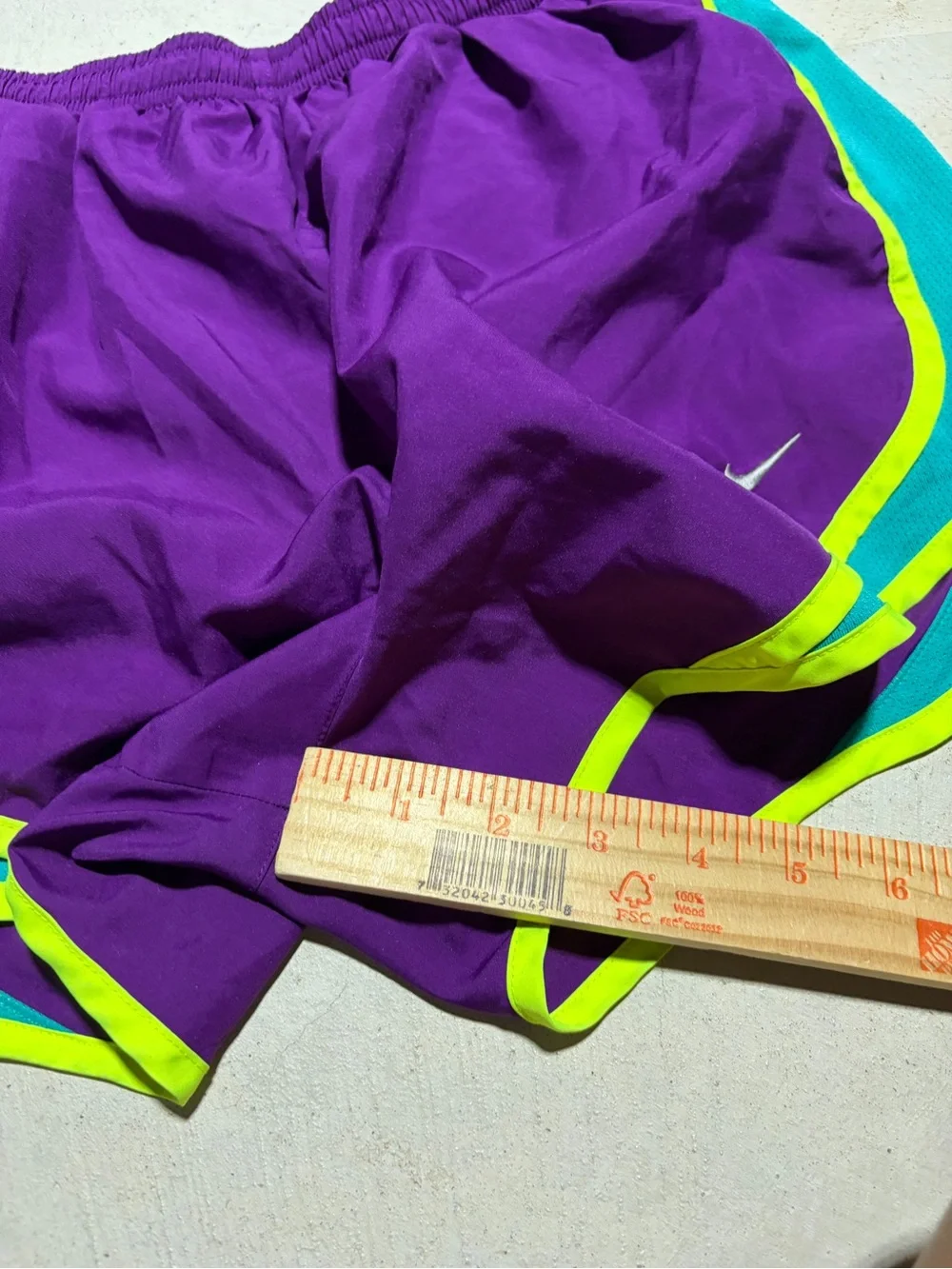 Nike Women's Purple Running Shorts with Neon Trim small